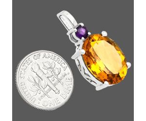 Citrine and Amethyst Pendant EXP01036 P-1113, 12x16 mm