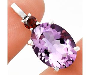 Amethyst and Garnet Pendant EXP01038 P-1113, 12x16 mm