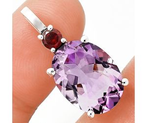 Amethyst and Garnet Pendant EXP01039 P-1113, 12x16 mm