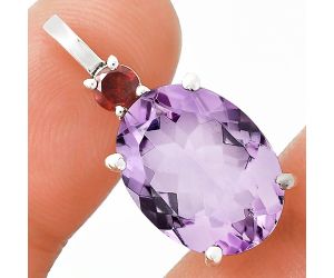 Amethyst and Garnet Pendant EXP01040 P-1113, 12x16 mm