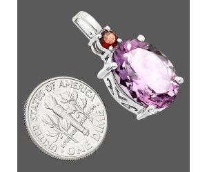 Amethyst and Garnet Pendant EXP01044 P-1113, 12x16 mm