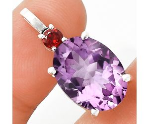 Amethyst and Garnet Pendant EXP01045 P-1113, 12x16 mm