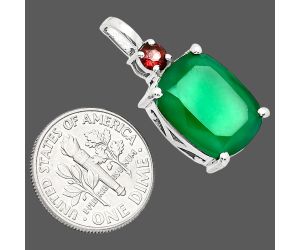 Green Onyx and Garnet Pendant EXP01065 P-1113, 12x16 mm