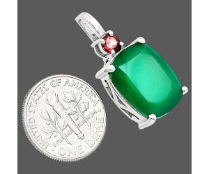 Green Onyx and Garnet Pendant EXP01068 P-1113, 12x16 mm