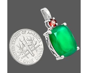 Green Onyx and Garnet Pendant EXP01069 P-1113, 12x16 mm