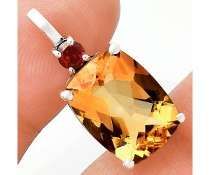 Citrine and Garnet Pendant EXP01071 P-1113, 12x16 mm