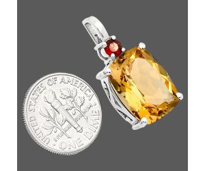 Citrine and Garnet Pendant EXP01072 P-1113, 12x16 mm