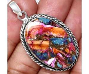 Kingman Orange Dahlia Turquoise Pendant EXP01115 P-1074, 19x29 mm