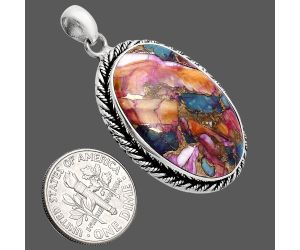 Kingman Orange Dahlia Turquoise Pendant EXP01115 P-1074, 19x29 mm