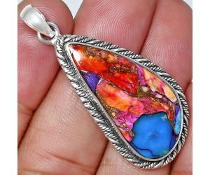 Kingman Orange Dahlia Turquoise Pendant EXP01118 P-1074, 15x31 mm