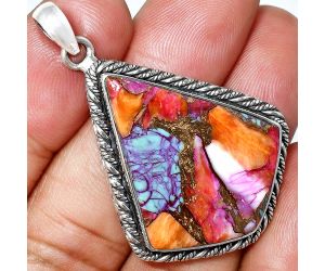 Kingman Orange Dahlia Turquoise Pendant EXP01136 P-1074, 25x30 mm