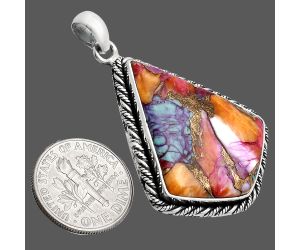 Kingman Orange Dahlia Turquoise Pendant EXP01136 P-1074, 25x30 mm