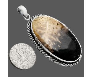 Palm Root Fossil Agate Pendant EXP01141 P-1074, 22x39 mm