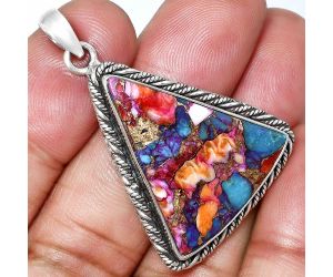 Kingman Orange Dahlia Turquoise Pendant EXP01152 P-1074, 23x27 mm