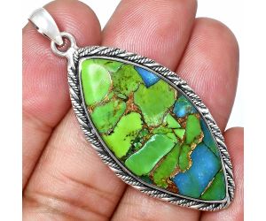 Blue Turquoise In Green Mohave Pendant EXP01153 P-1074, 18x38 mm