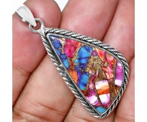 Kingman Pink Dahlia Turquoise Pendant EXP01158 P-1074, 16x30 mm