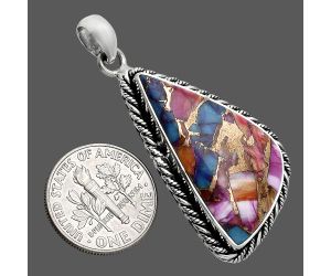 Kingman Pink Dahlia Turquoise Pendant EXP01158 P-1074, 16x30 mm