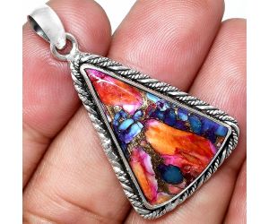 Kingman Orange Dahlia Turquoise Pendant EXP01167 P-1074, 19x26 mm