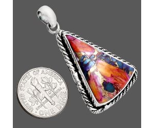 Kingman Orange Dahlia Turquoise Pendant EXP01167 P-1074, 19x26 mm