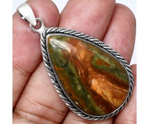 Rocky Butte Picture Jasper Pendant EXP01186 P-1074, 20x33 mm