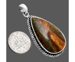 Rocky Butte Picture Jasper Pendant EXP01186 P-1074, 20x33 mm