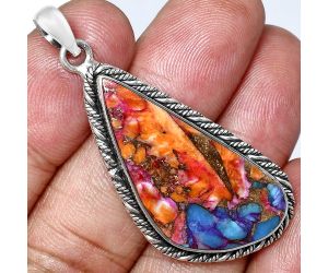 Kingman Orange Dahlia Turquoise Pendant EXP01187 P-1074, 16x33 mm