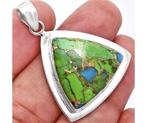 Blue Turquoise In Green Mohave Pendant EXP01203 P-1076, 21x21 mm