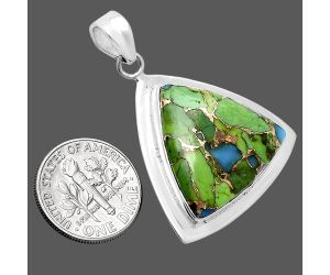 Blue Turquoise In Green Mohave Pendant EXP01203 P-1076, 21x21 mm