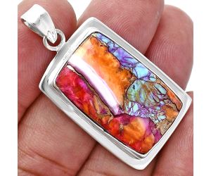 Kingman Orange Dahlia Turquoise Pendant EXP01218 P-1076, 16x26 mm