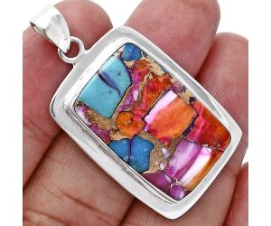 Kingman Orange Dahlia Turquoise Pendant EXP01267 P-1076, 17x27 mm