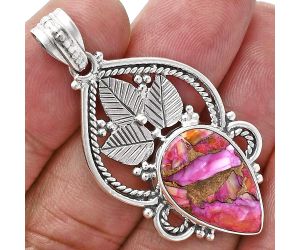 Kingman Pink Dahlia Turquoise Pendant EXP01284 P-1258, 13x20 mm