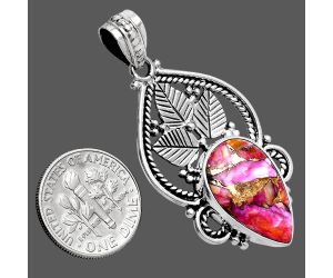 Kingman Pink Dahlia Turquoise Pendant EXP01284 P-1258, 13x20 mm