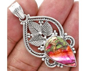 Kingman Orange Dahlia Turquoise Pendant EXP01285 P-1258, 12x20 mm