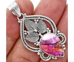 Kingman Pink Dahlia Turquoise Pendant EXP01288 P-1258, 12x17 mm