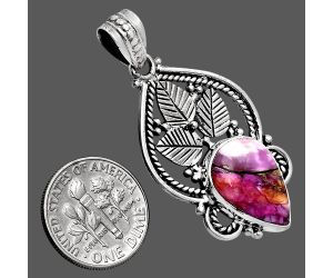 Kingman Pink Dahlia Turquoise Pendant EXP01288 P-1258, 12x17 mm