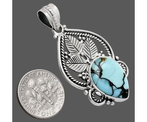 Lucky Charm Tibetan Turquoise Pendant EXP01310 P-1258, 13x18 mm