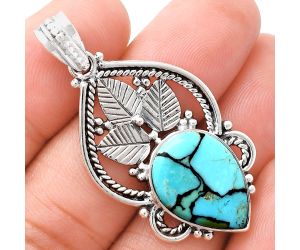 Lucky Charm Tibetan Turquoise Pendant EXP01319 P-1258, 13x18 mm