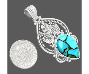 Lucky Charm Tibetan Turquoise Pendant EXP01319 P-1258, 13x18 mm