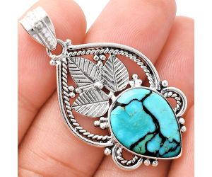 Lucky Charm Tibetan Turquoise Pendant EXP01324 P-1258, 14x18 mm