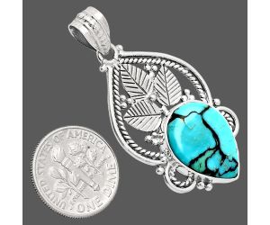 Lucky Charm Tibetan Turquoise Pendant EXP01324 P-1258, 14x18 mm