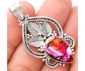 Kingman Orange Dahlia Turquoise Pendant EXP01327 P-1258, 12x17 mm