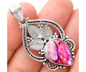 Kingman Pink Dahlia Turquoise Pendant EXP01329 P-1258, 12x16 mm