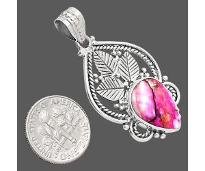 Kingman Pink Dahlia Turquoise Pendant EXP01329 P-1258, 12x16 mm