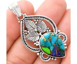 Multi Copper Turquoise Pendant EXP01330 P-1258, 13x18 mm