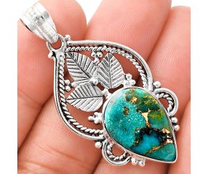 Kingman Copper Teal Turquoise Pendant EXP01335 P-1258, 13x19 mm