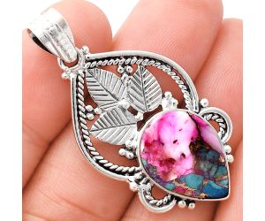 Kingman Pink Dahlia Turquoise Pendant EXP01336 P-1258, 13x18 mm