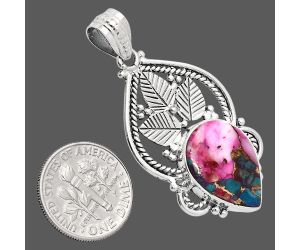 Kingman Pink Dahlia Turquoise Pendant EXP01336 P-1258, 13x18 mm