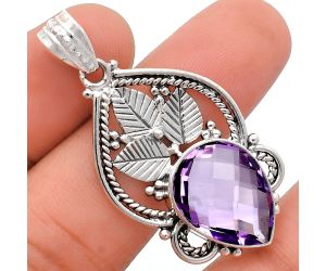 Amethyst Checker Briolette Pendant EXP01340 P-1258, 13x17 mm