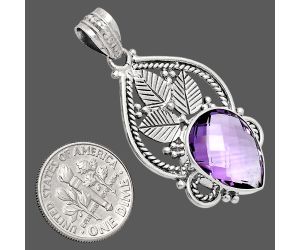 Amethyst Checker Briolette Pendant EXP01340 P-1258, 13x17 mm