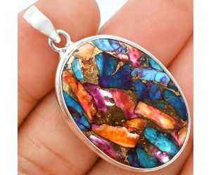 Kingman Orange Dahlia Turquoise Pendant EXP01347 P-1124, 21x30 mm